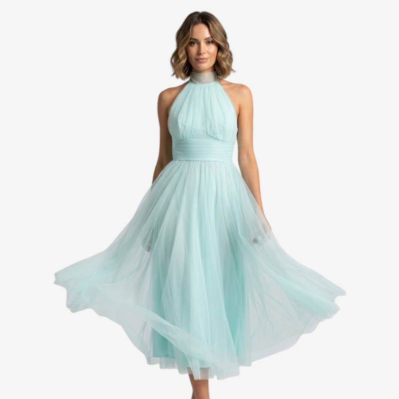 VALERIQUE | Robe Longue Fluide en Coton Léger pour Femme – Col Halter