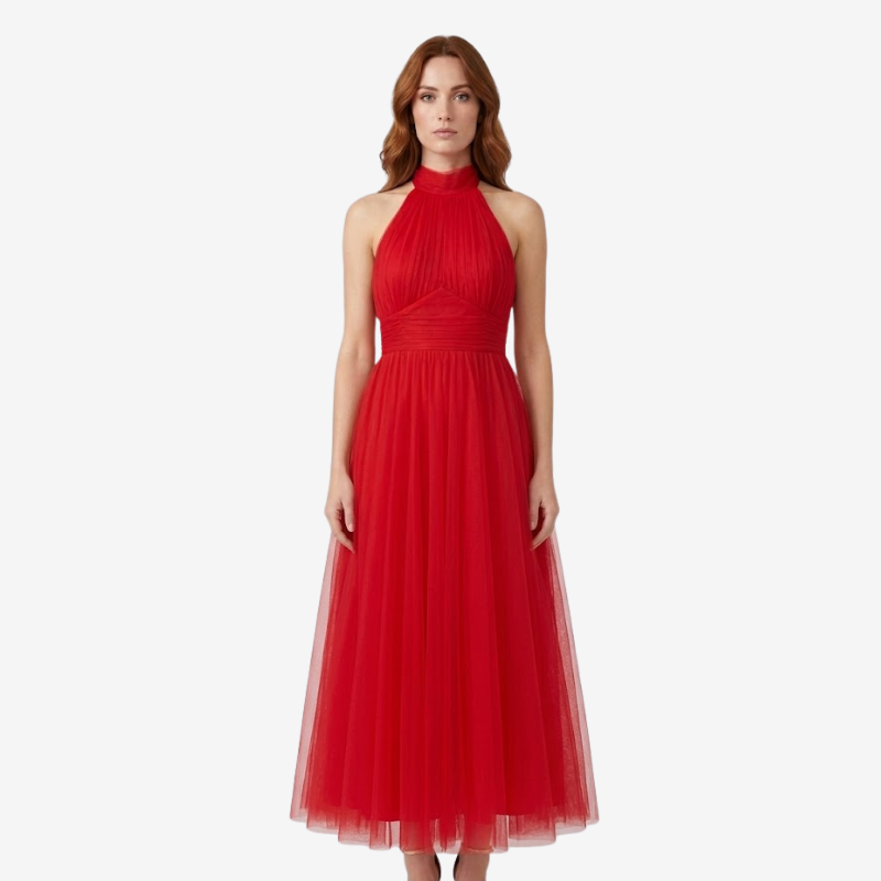 VALERIQUE | Robe Longue Fluide en Coton Léger pour Femme – Col Halter