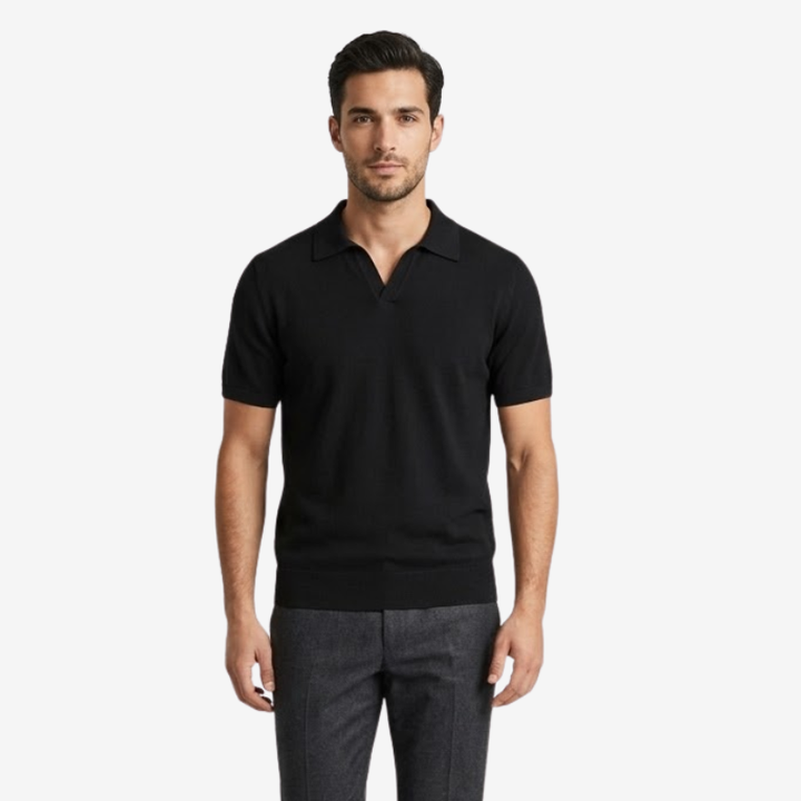 VALERIQUE | Polo Minimaliste en Maille Légère pour Homme – Col Ouvert Décontracté