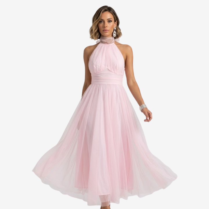 VALERIQUE | Robe Longue Fluide en Coton Léger pour Femme – Col Halter