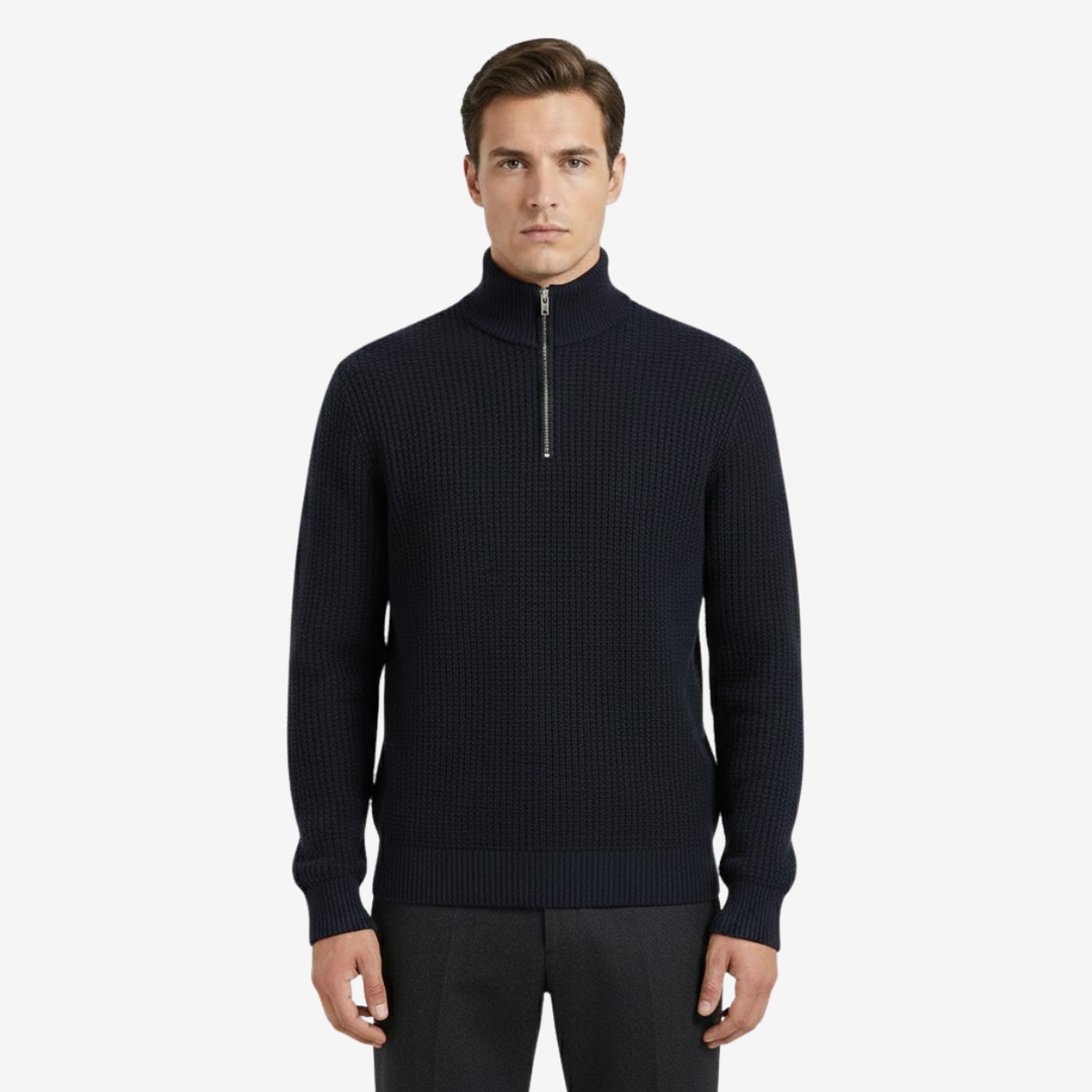 VALERIQUE | Pull Homme en Maille Demi-Zip – Style Intemporel