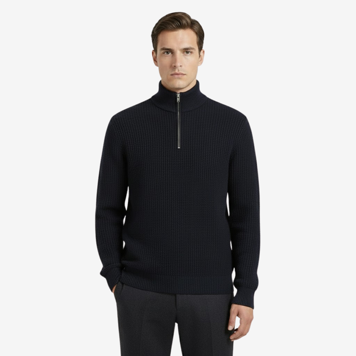 VALERIQUE | Pull Homme en Maille Demi-Zip – Style Intemporel