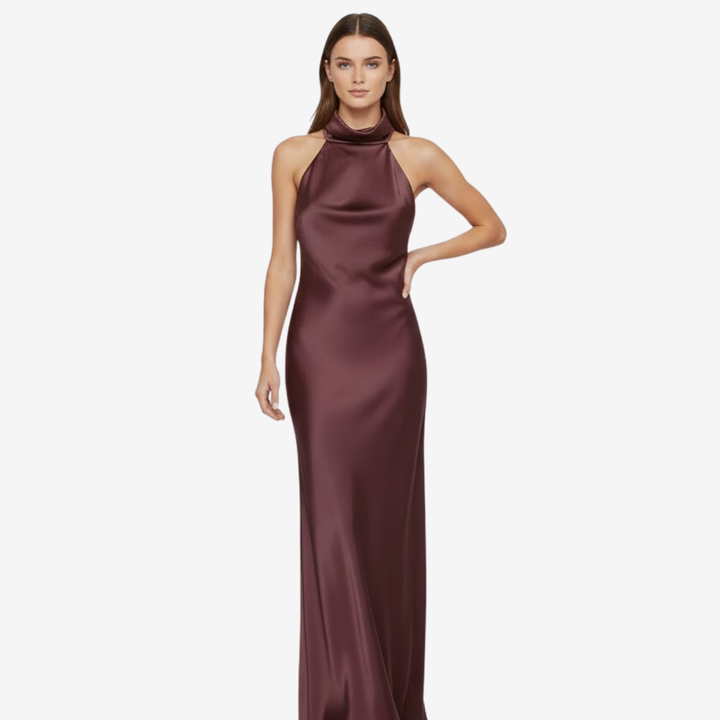 VALERIQUE | Robe Longue Satinée Dos Nu pour Femme – Élégance Soyeuse