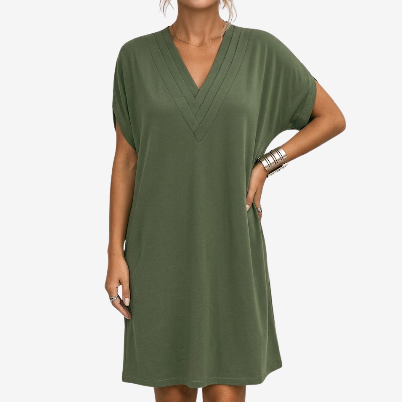 VALERIQUE | Robe Courte Ample en Coton Léger pour Femme – Col V