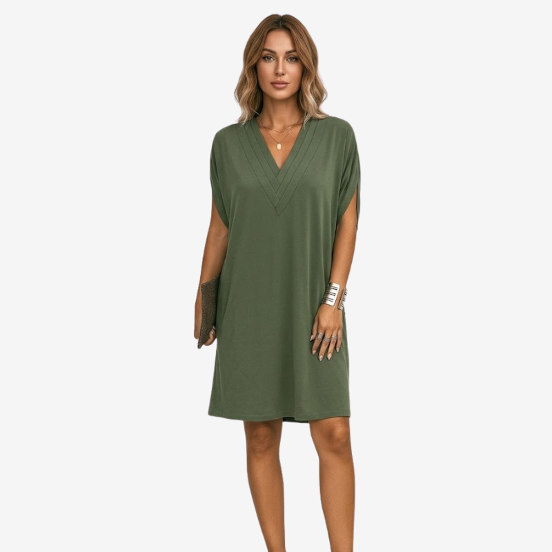 VALERIQUE | Robe Courte Ample en Coton Léger pour Femme – Col V