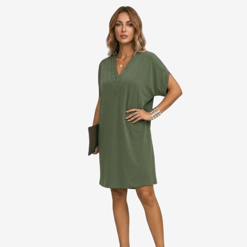 VALERIQUE | Robe Courte Ample en Coton Léger pour Femme – Col V