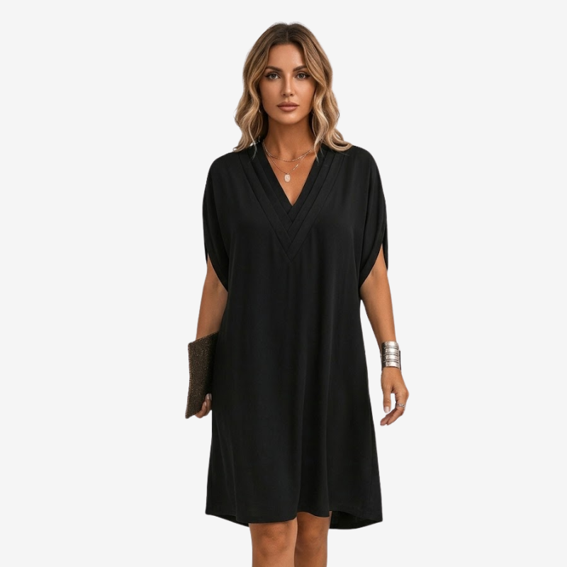 VALERIQUE | Robe Courte Ample en Coton Léger pour Femme – Col V