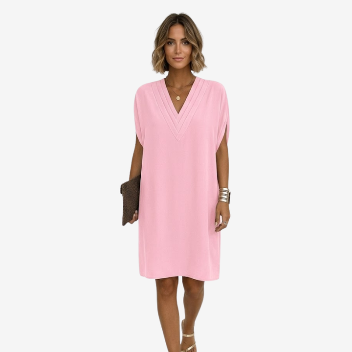 VALERIQUE | Robe Courte Ample en Coton Léger pour Femme – Col V