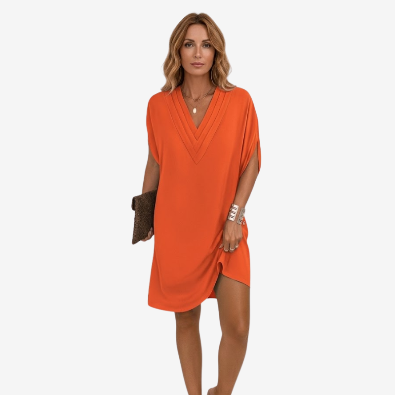 VALERIQUE | Robe Courte Ample en Coton Léger pour Femme – Col V
