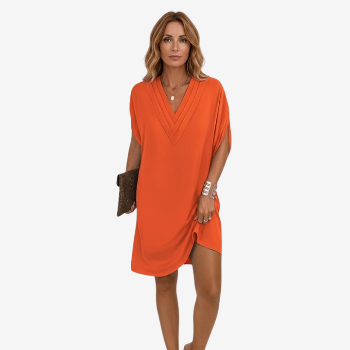 VALERIQUE | Robe Courte Ample en Coton Léger pour Femme – Col V
