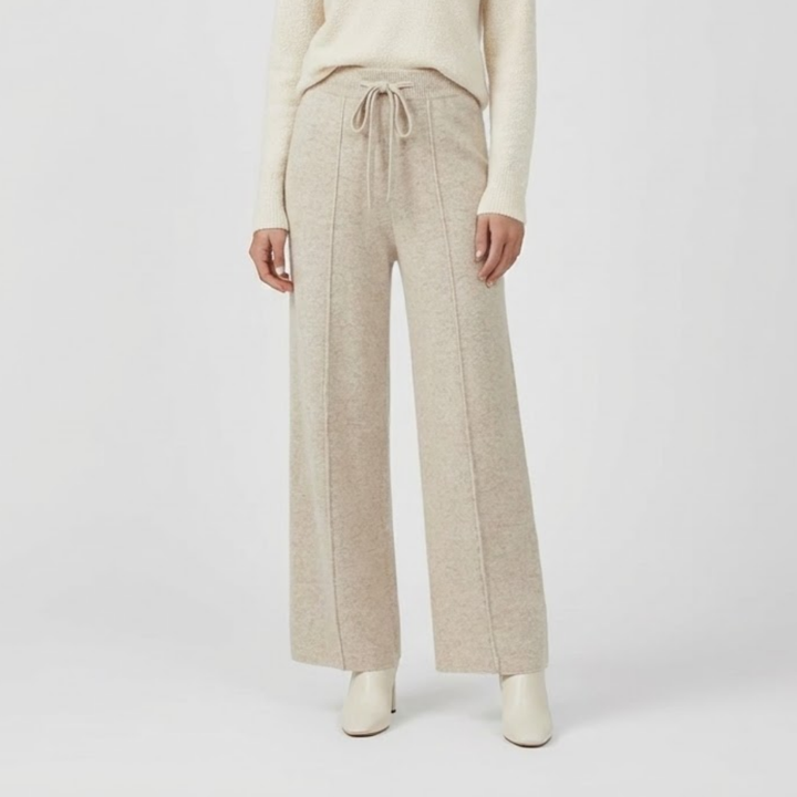 VALERIQUE | Pantalon Large en Laine Pure pour Femme – Élégance Décontractée