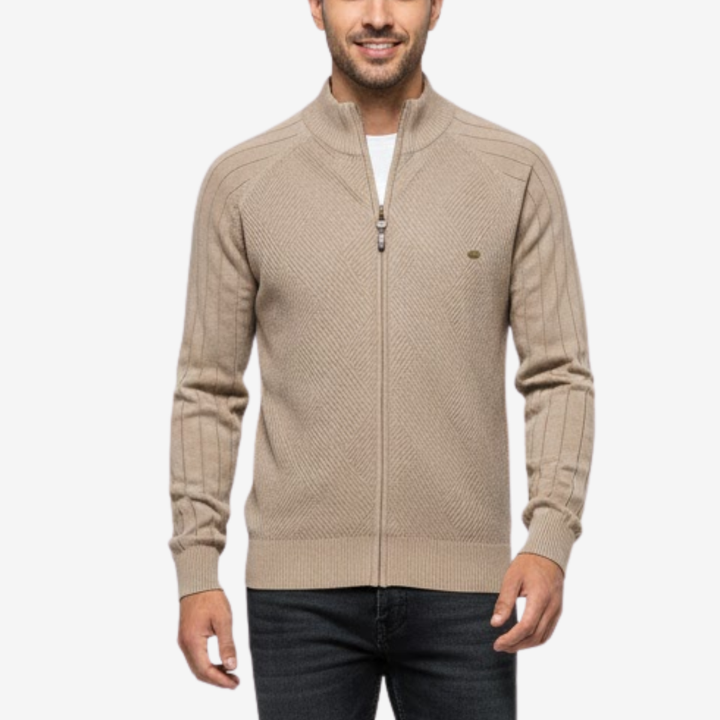 VALERIQUE | Cardigan Zippé en Coton pour Homme – Maille Élégante