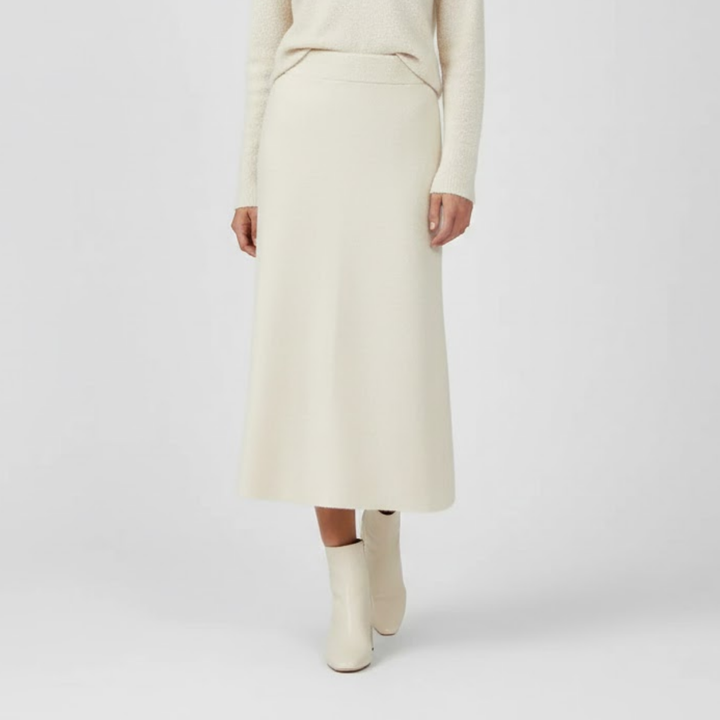 VALERIQUE | Jupe Midi Laine Coupe A à Fente pour Femme – Élégance Sculptée d’Hiver