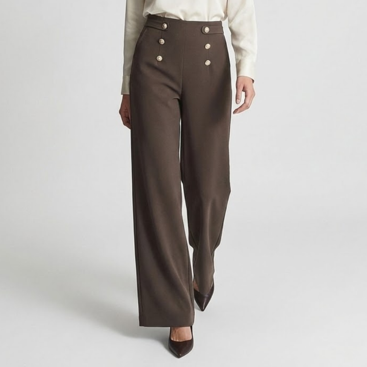 VALERIQUE | Pantalon Taille Haute à Jambe Large pour Femme – Confort Raffiné