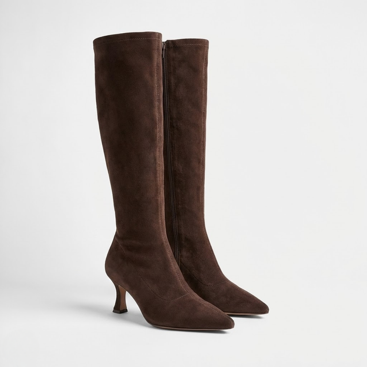 VALERIQUE | Cuissardes à Talons en Daim pour Femme – Élégance Haute