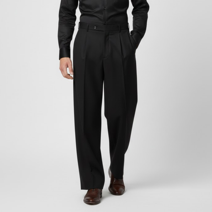 VALERIQUE | Pantalon Plissé à Jambe Large pour Homme – Style Casual Moderne