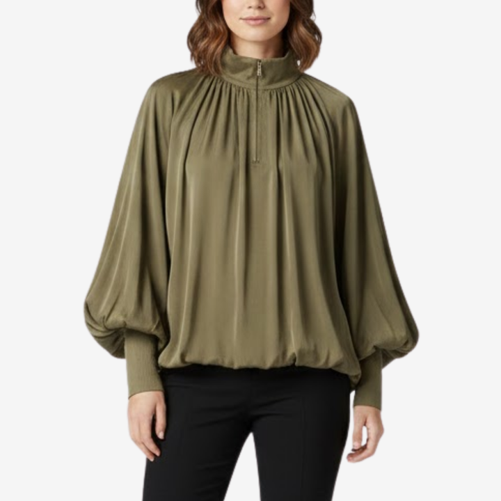 VALERIQUE | Blouse à Revers Plissés pour Femme – Élégance Fluide