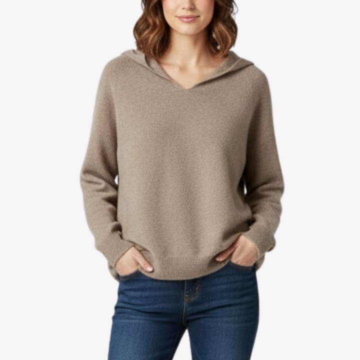 VALERIQUE | Pull à Capuche Décontracté en Laine pour Femme – Coupe Ample