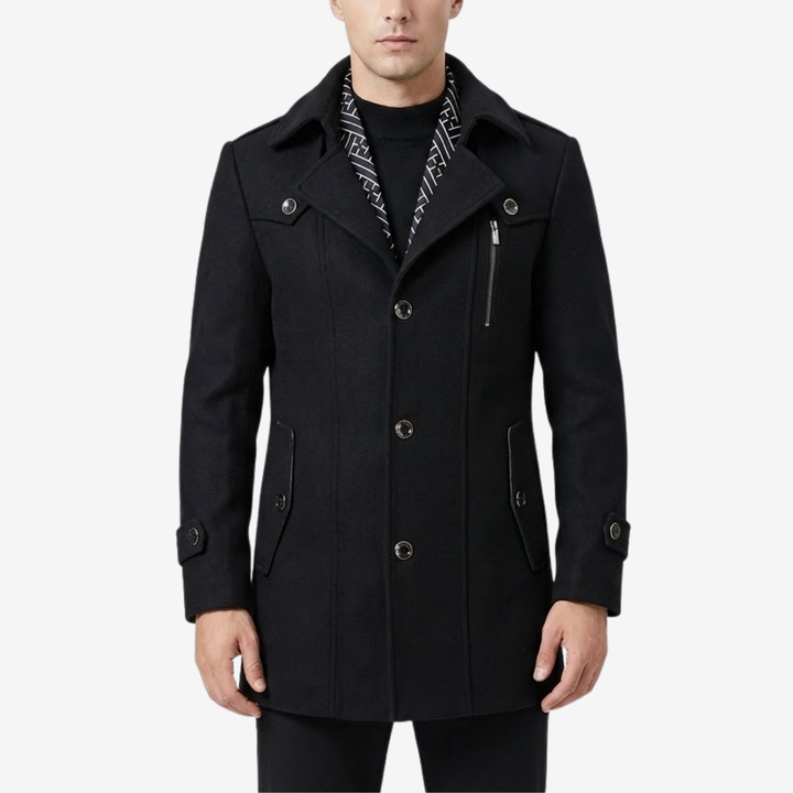 VALERIQUE | Manteau en Laine à Simple Boutonnage pour Homme – Élégance Classique