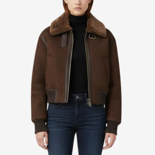 VALERIQUE | Bomber Marron pour Femme – Col Fourrure