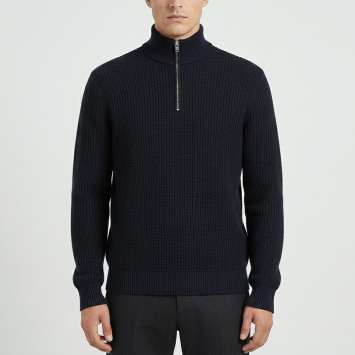 VALERIQUE | Pull Homme en Maille Demi-Zip – Style Intemporel