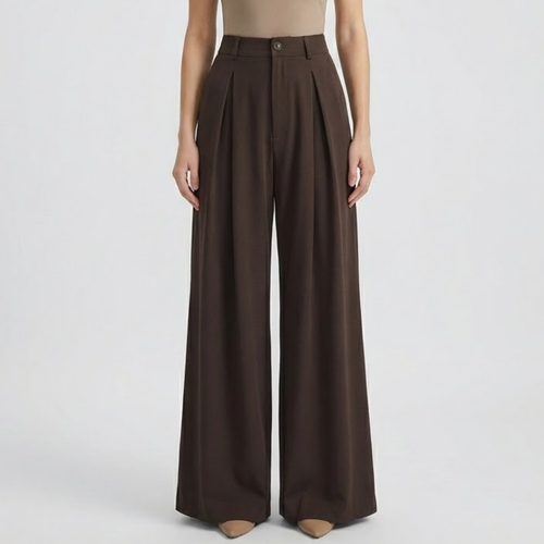 VALERIQUE | Pantalon Large Plissé Jacquard pour Femme – Élégance Fluide