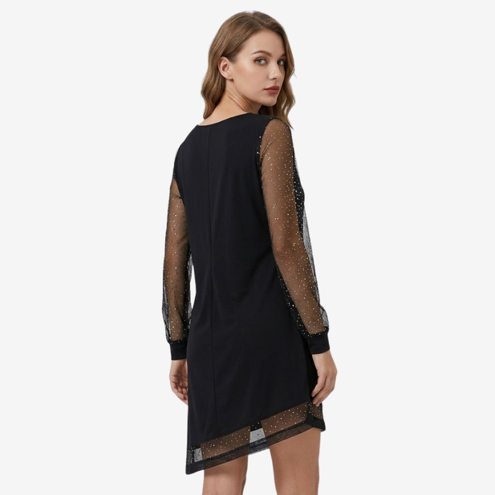 VALERIQUE | Robe Asymétrique à Manches Longues en Maille Légère pour Femme – Coupe Fluide