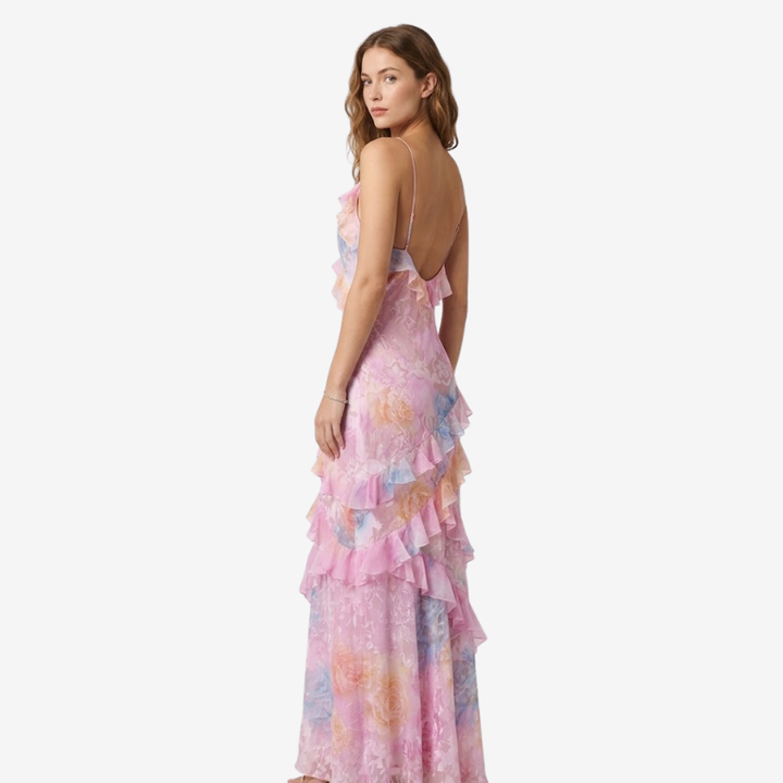 VALERIQUE | Robe Longue en Coton Léger à Volants pour Femme – Bretelles Fines