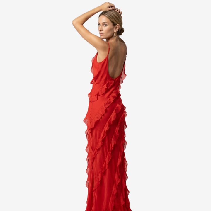 VALERIQUE | Robe Longue à Volants en Coton Léger pour Femme – Bretelles Fines