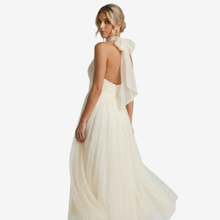 VALERIQUE | Robe Longue Fluide en Coton Léger pour Femme – Col Halter