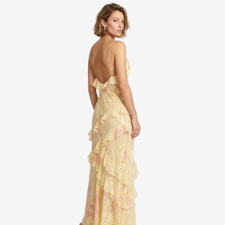 VALERIQUE | Robe Longue en Coton Léger à Volants pour Femme – Bretelles Fines