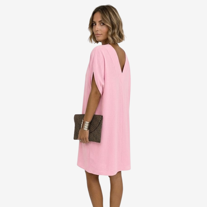 VALERIQUE | Robe Courte Ample en Coton Léger pour Femme – Col V