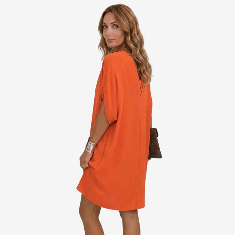 VALERIQUE | Robe Courte Ample en Coton Léger pour Femme – Col V