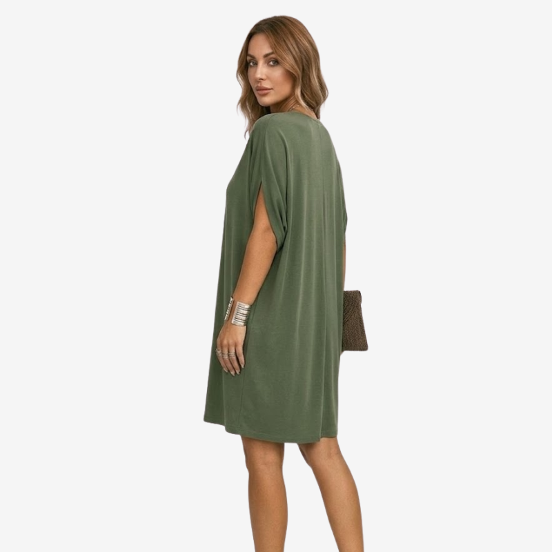 VALERIQUE | Robe Courte Ample en Coton Léger pour Femme – Col V