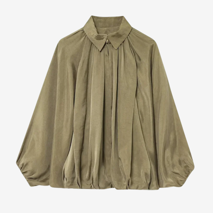 VALERIQUE | Blouse à Revers Plissés pour Femme – Élégance Fluide