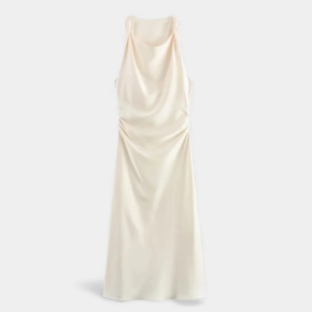 VALERIQUE | Robe Midi Satinée Type Slip pour Femme – Élégance Fluide