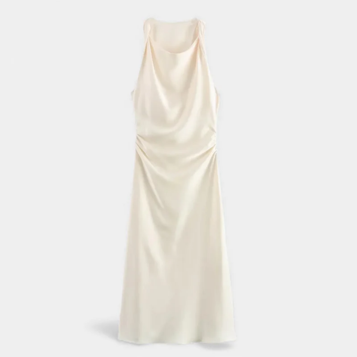 VALERIQUE | Robe Midi Satinée Type Slip pour Femme – Élégance Fluide