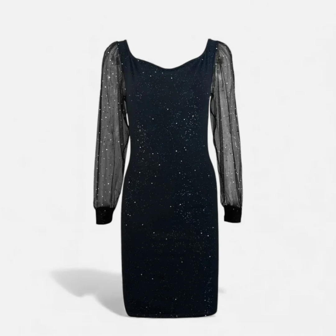 VALERIQUE | Robe Moulante en Maille à Sequins Col V pour Femme – Éclat Élégant