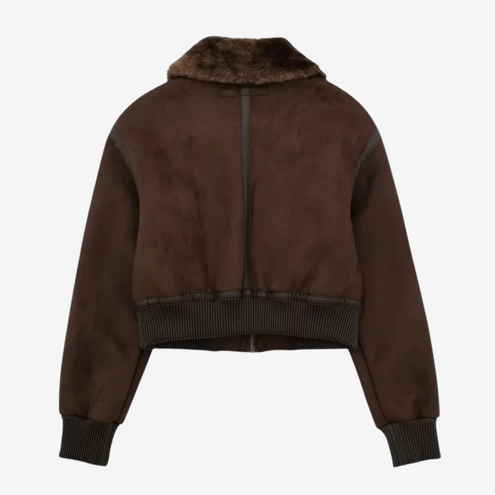 VALERIQUE | Bomber Marron pour Femme – Col Fourrure
