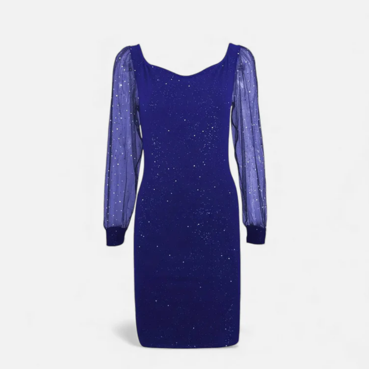 VALERIQUE | Robe Moulante en Maille à Sequins Col V pour Femme – Éclat Élégant