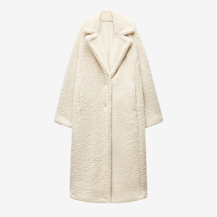 VALERIQUE | Manteau Long en Teddy pour Femme – Double Boutonnage