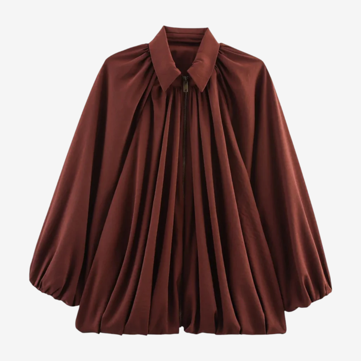 VALERIQUE | Blouse à Revers Plissés pour Femme – Élégance Fluide