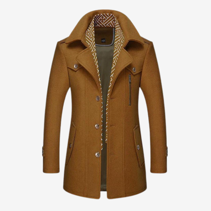 VALERIQUE | Manteau en Laine à Simple Boutonnage pour Homme – Élégance Classique