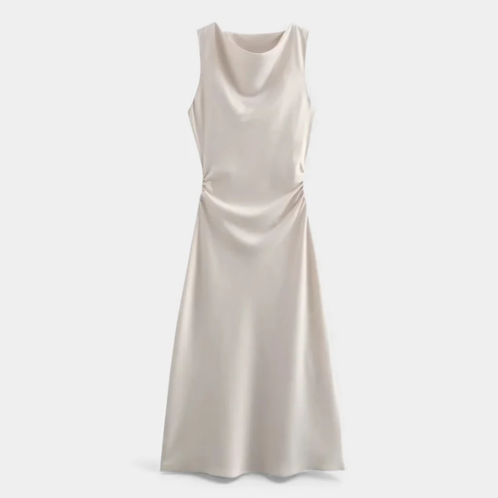 VALERIQUE | Robe Midi Satinée Type Slip pour Femme – Élégance Fluide