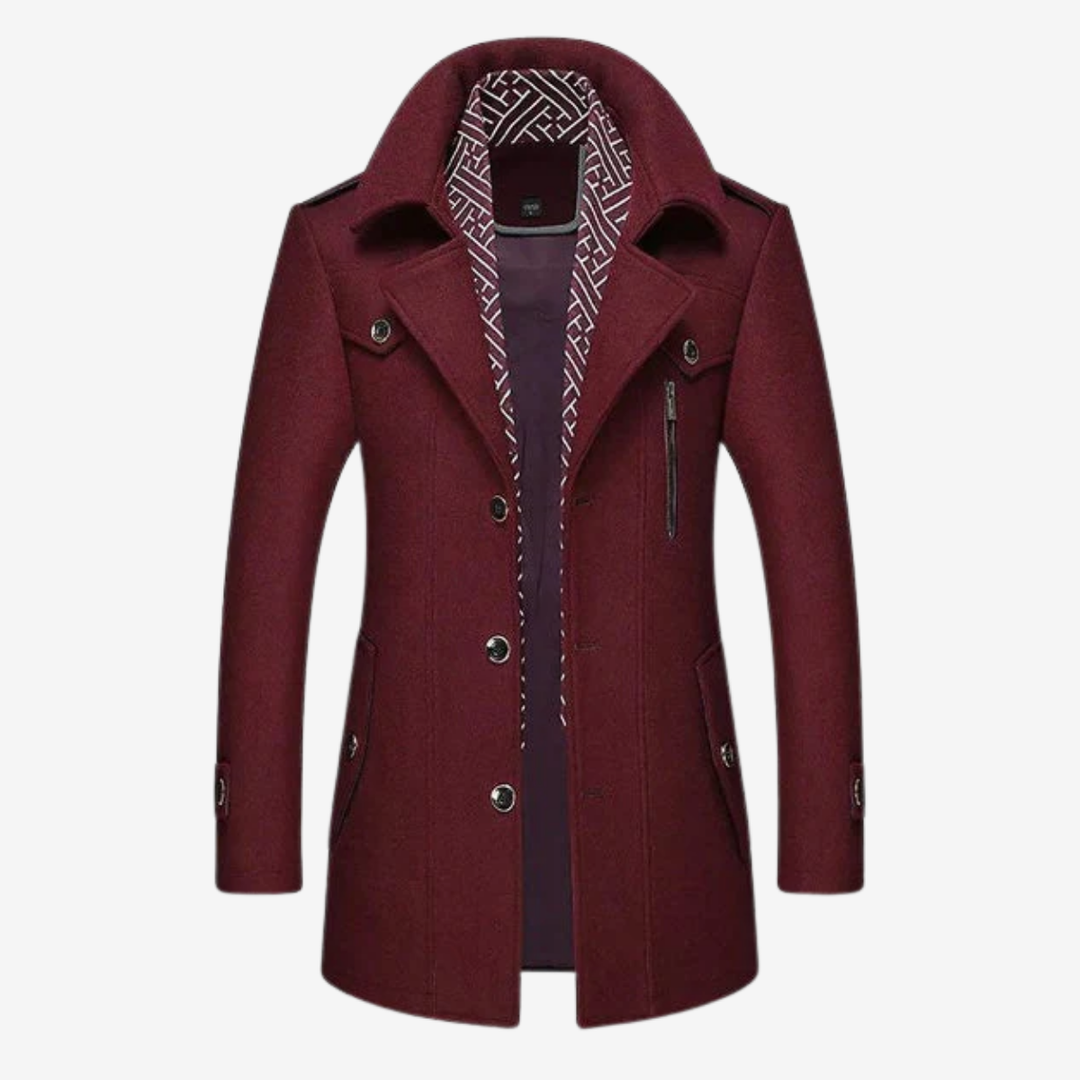 VALERIQUE | Manteau en Laine à Simple Boutonnage pour Homme – Élégance Classique