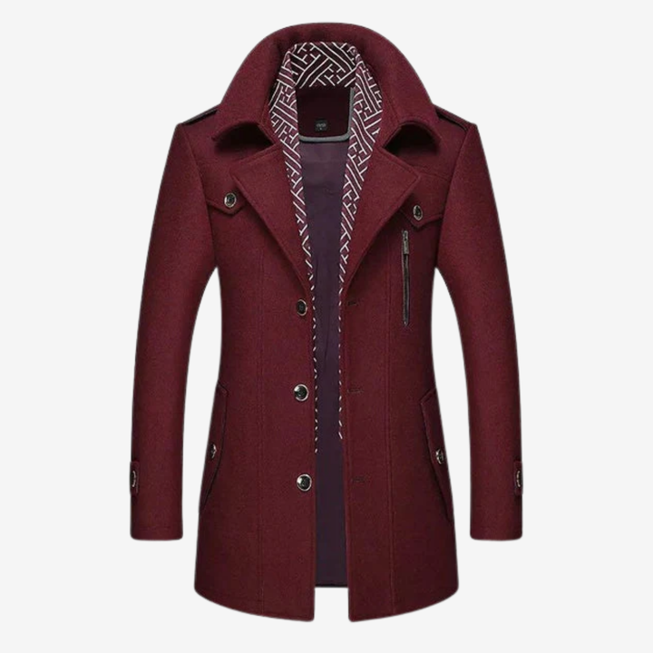 VALERIQUE | Manteau en Laine à Simple Boutonnage pour Homme – Élégance Classique