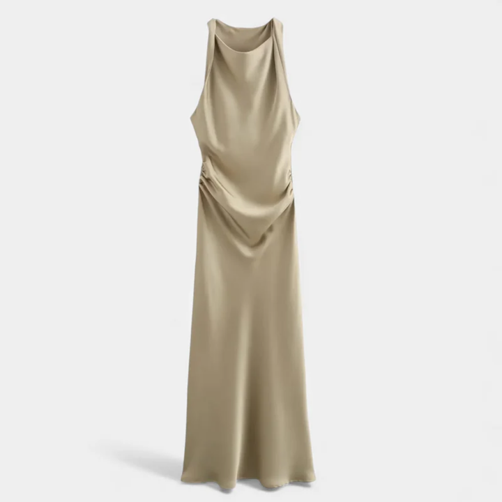 VALERIQUE | Robe Midi Satinée Type Slip pour Femme – Élégance Fluide