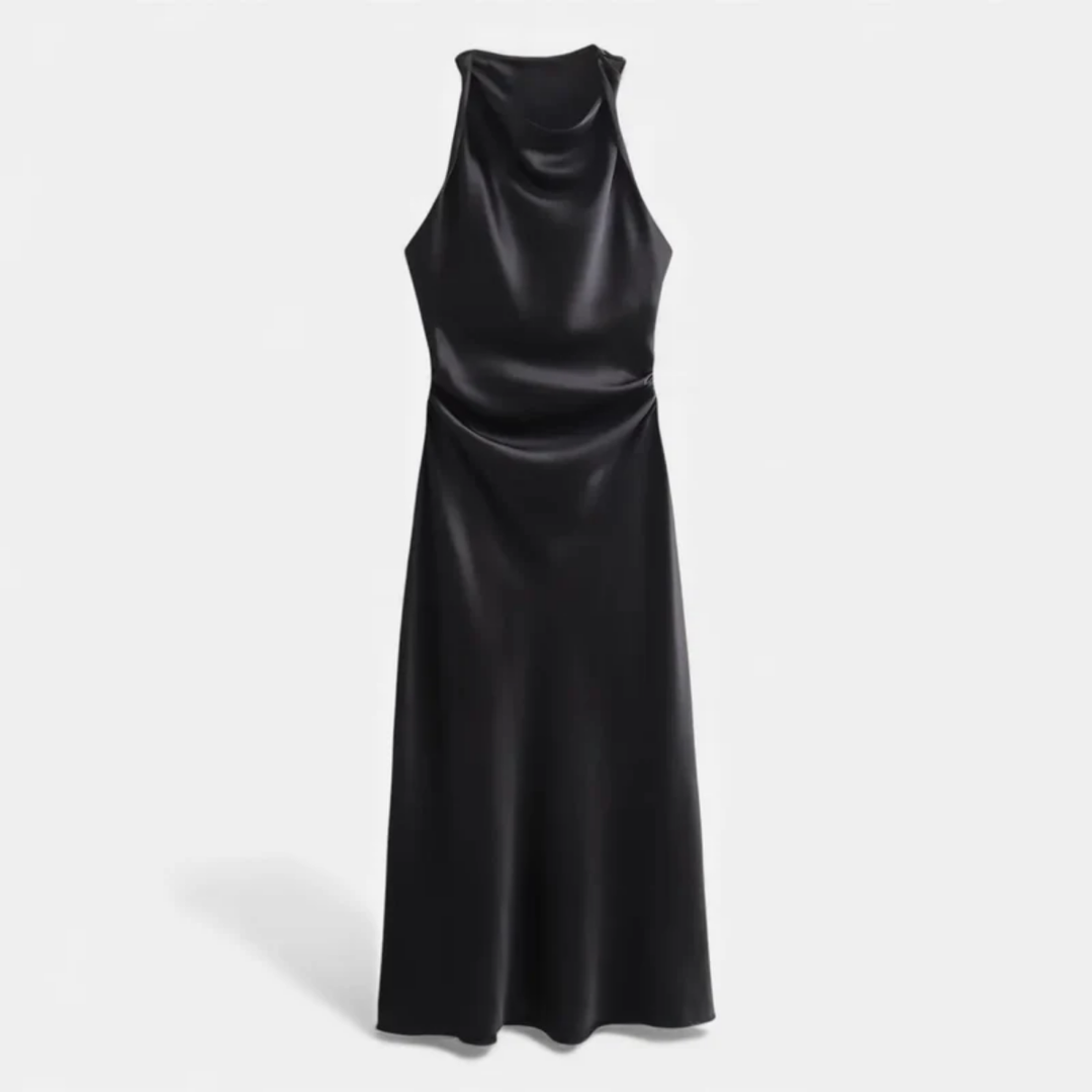 VALERIQUE | Robe Midi Satinée Type Slip pour Femme – Élégance Fluide