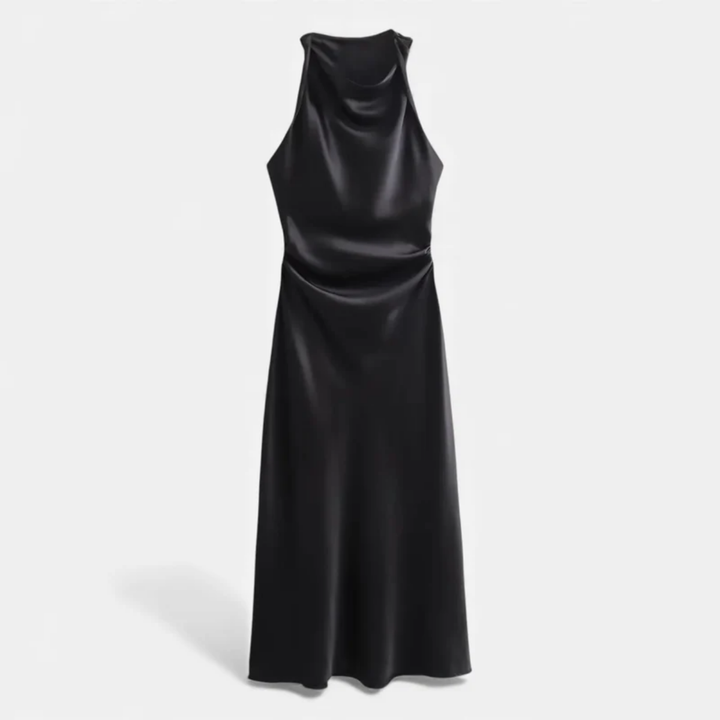 VALERIQUE | Robe Midi Satinée Type Slip pour Femme – Élégance Fluide