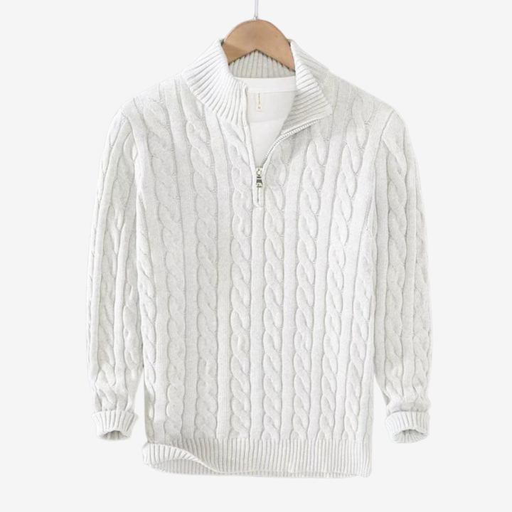 VALERIQUE | Pull Homme Jacquard Demi-Zip – Style Intemporel